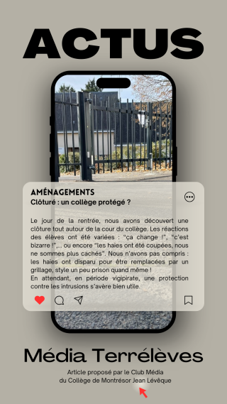 Article format papier publié par le Club Média au Collège 